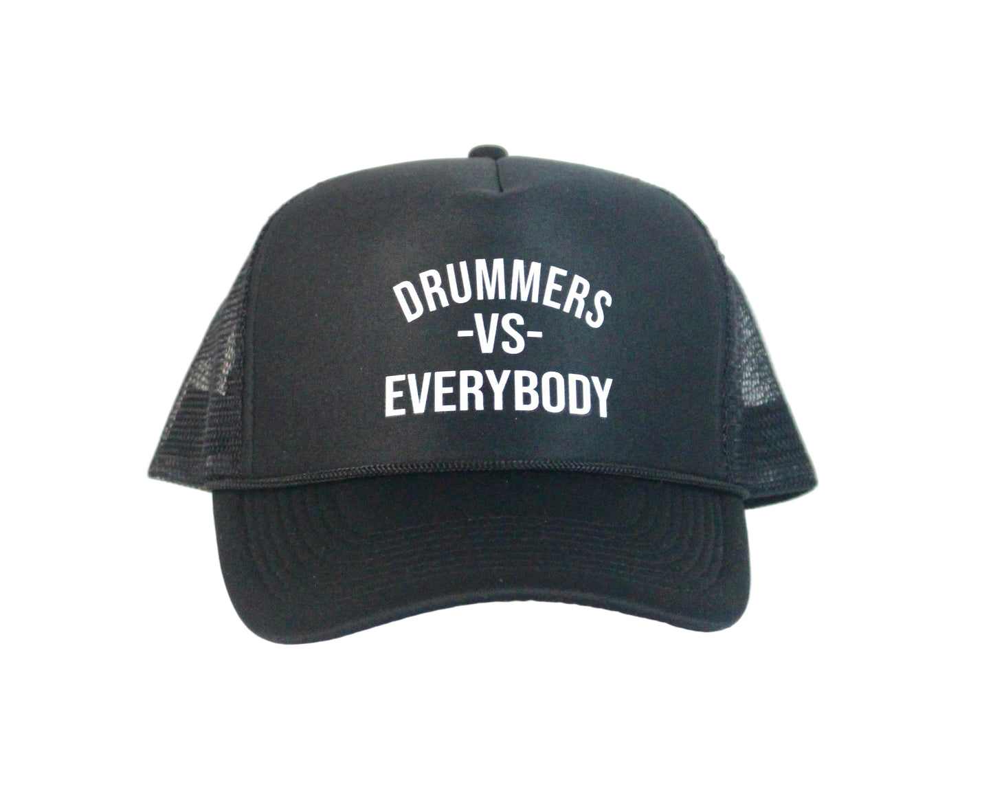 DRUMMERS VS EVERYBODY TRUCKER HAT(BLACK/BLACK)