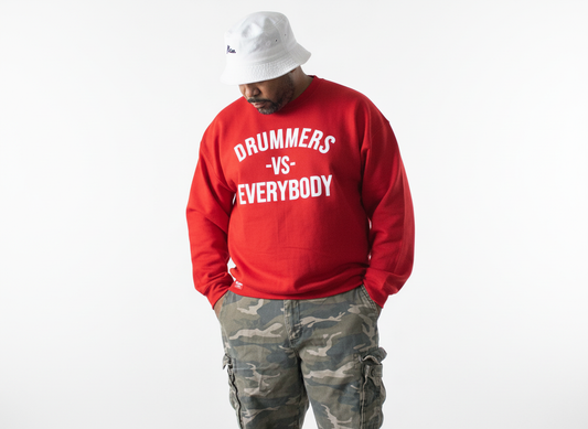 DRUMMERS VS EVERYBODY CREWNECK (red)