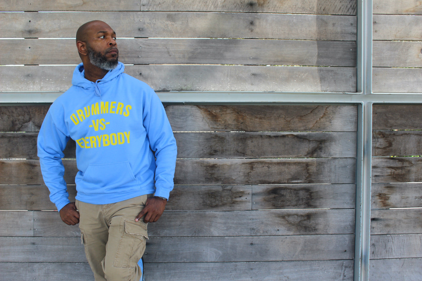 DRUMMERS VS EVERYBODY HOODIE(Carolina Blue/Yellow) + FREE TEE