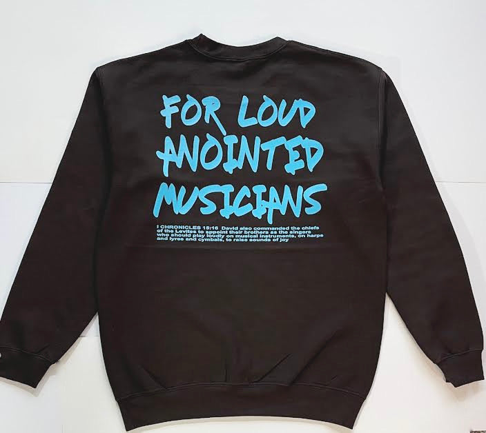 FOR LOUD ANOINTED MUSICIANS CREWNECK (brown/sky blue)