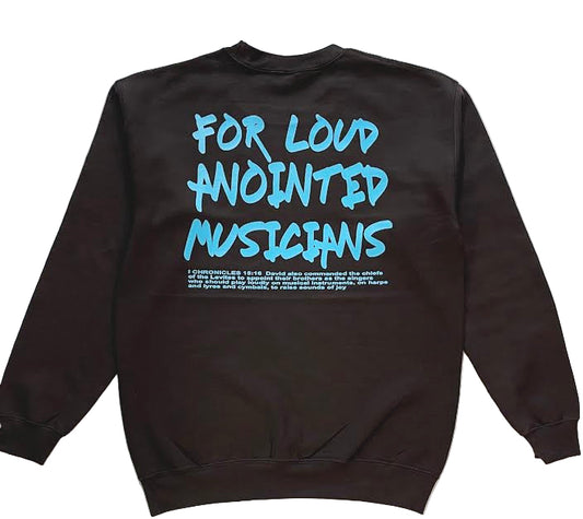 FOR LOUD ANOINTED MUSICIANS CREWNECK (brown/sky blue)