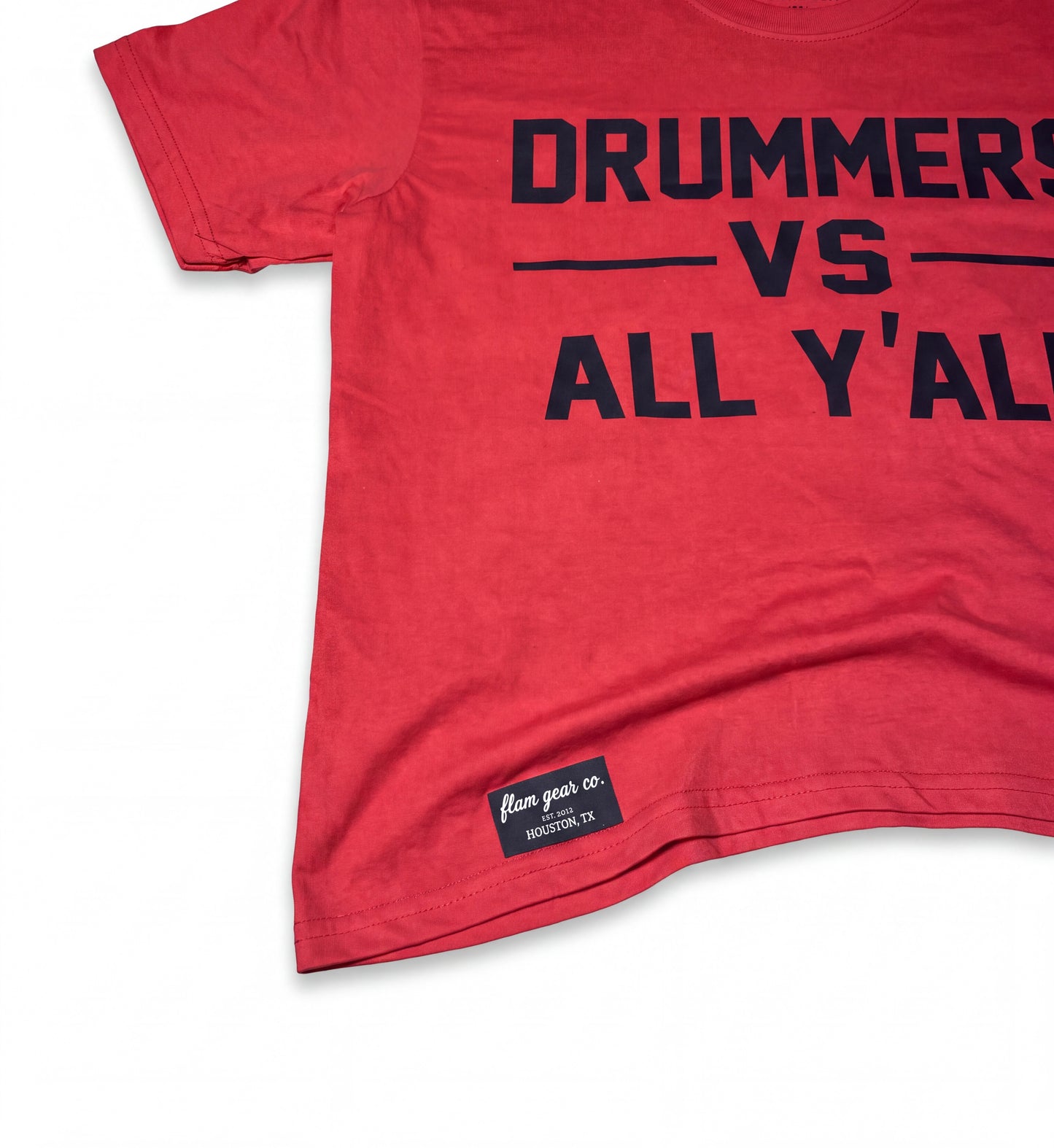 DRUMMERS VS ALL Y’ALL tee (red/black)