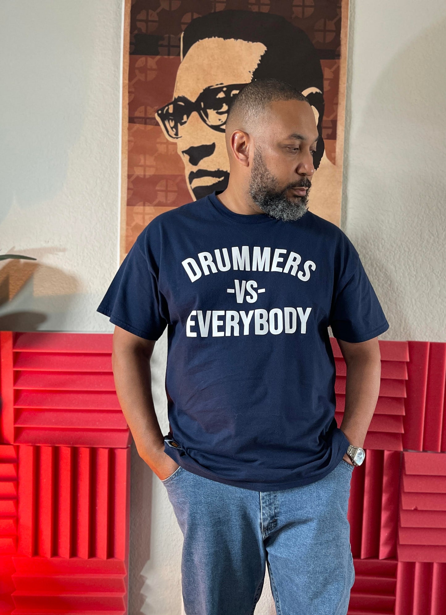 DRUMMERS VS EVERYBODY TEE (navy blue)