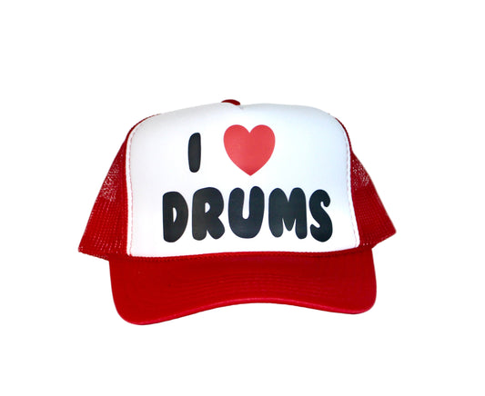 I LOVE DRUMS TRUCKER HAT(RED)