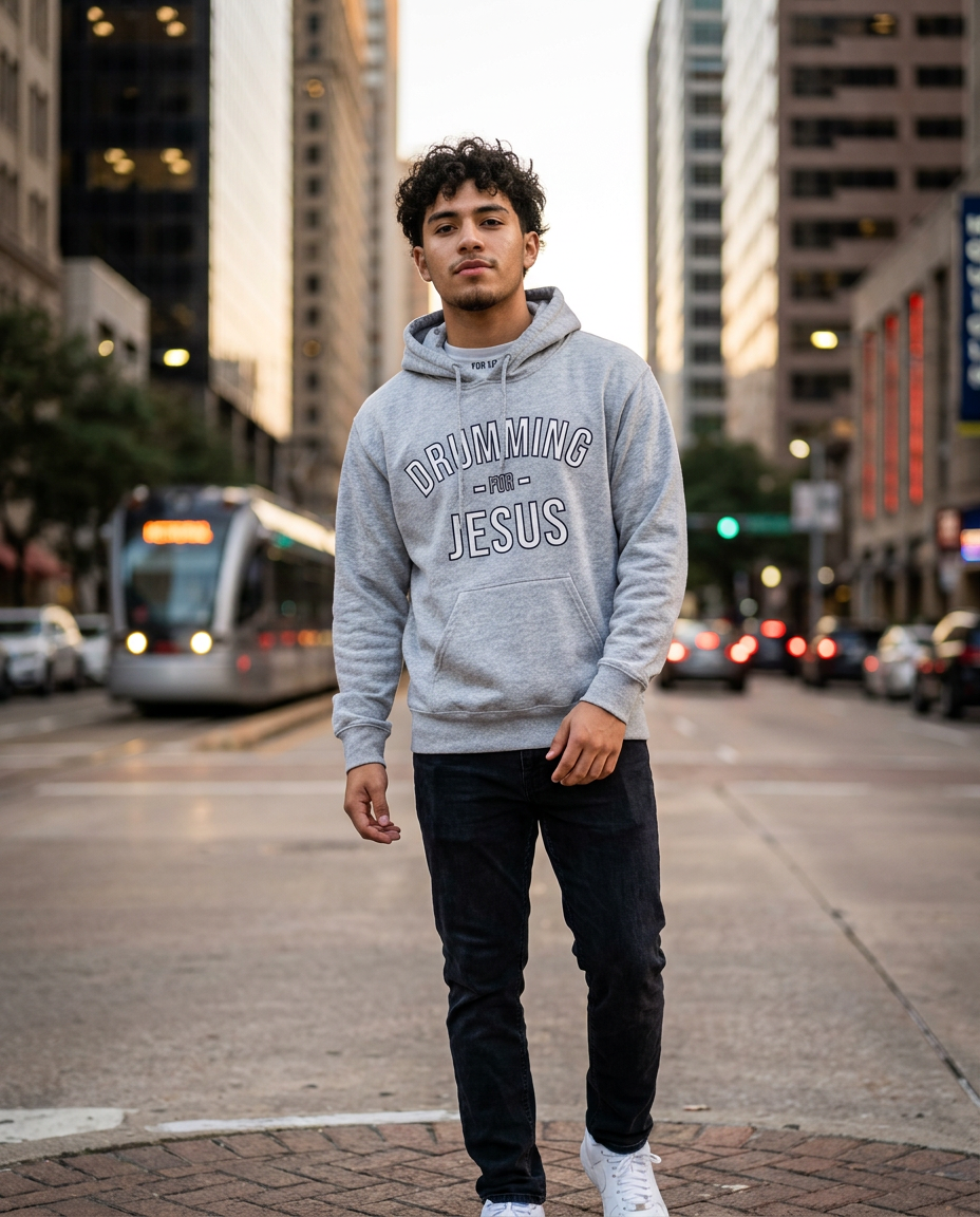 DRUMMING FOR JESUS (heather grey)