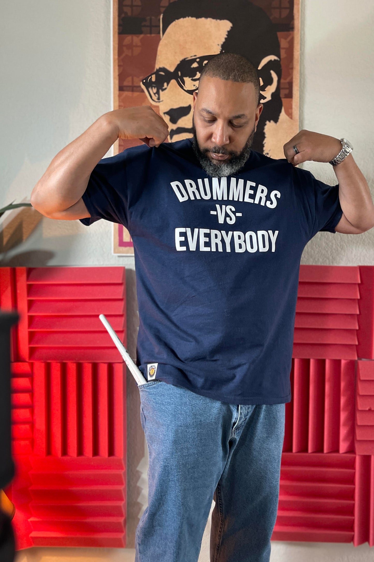 DRUMMERS VS EVERYBODY TEE (navy blue)