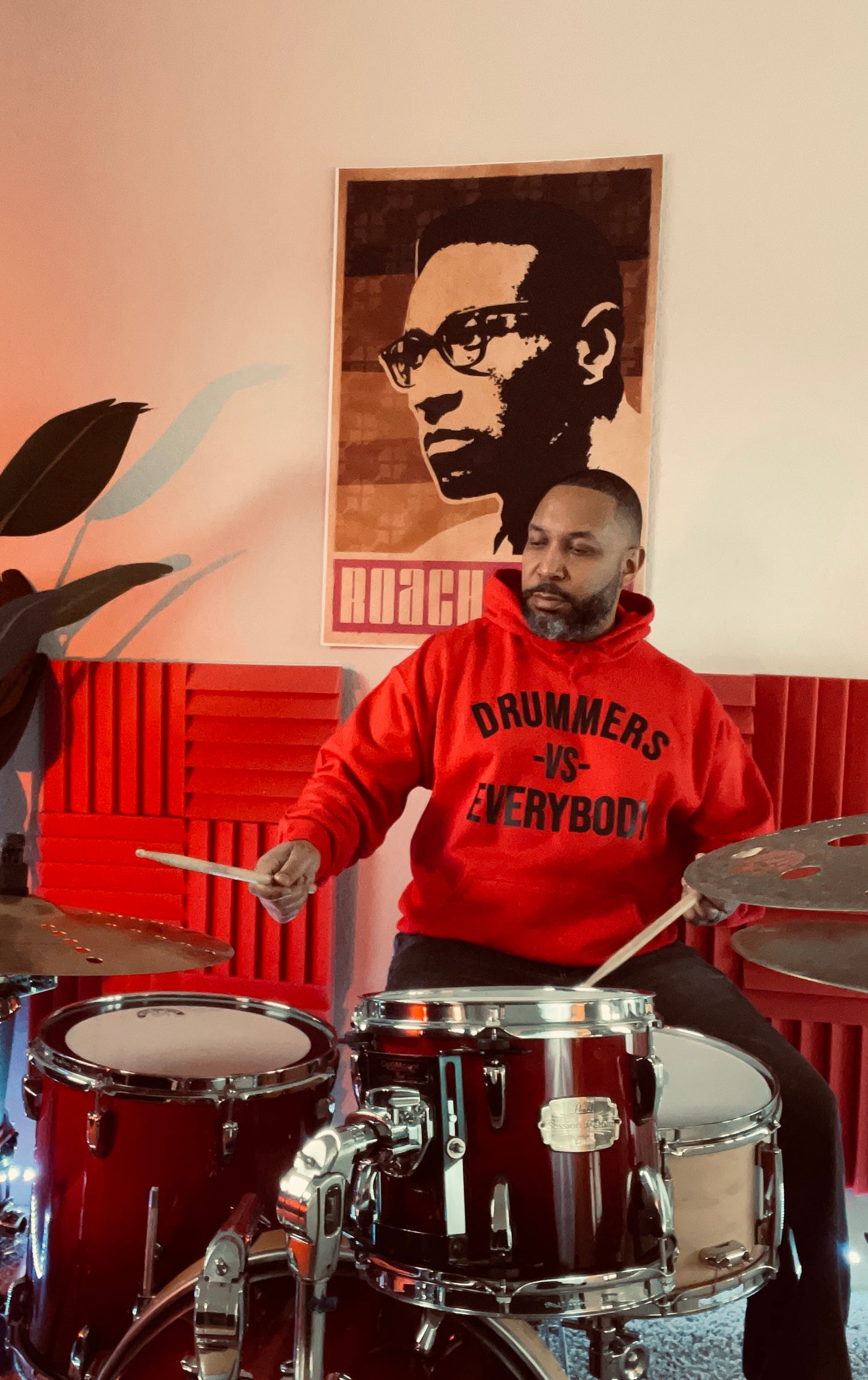 DRUMMERS VS EVERYBODY hoodie (Red/Black)