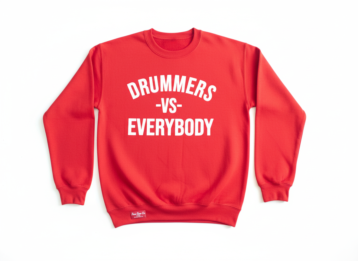 DRUMMERS VS EVERYBODY CREWNECK (red)