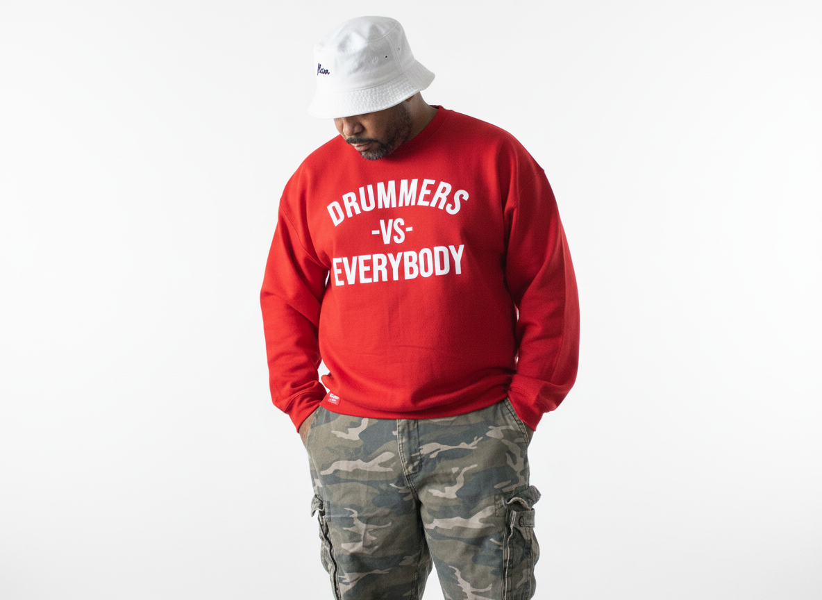 DRUMMERS VS EVERYBODY CREWNECK (red)