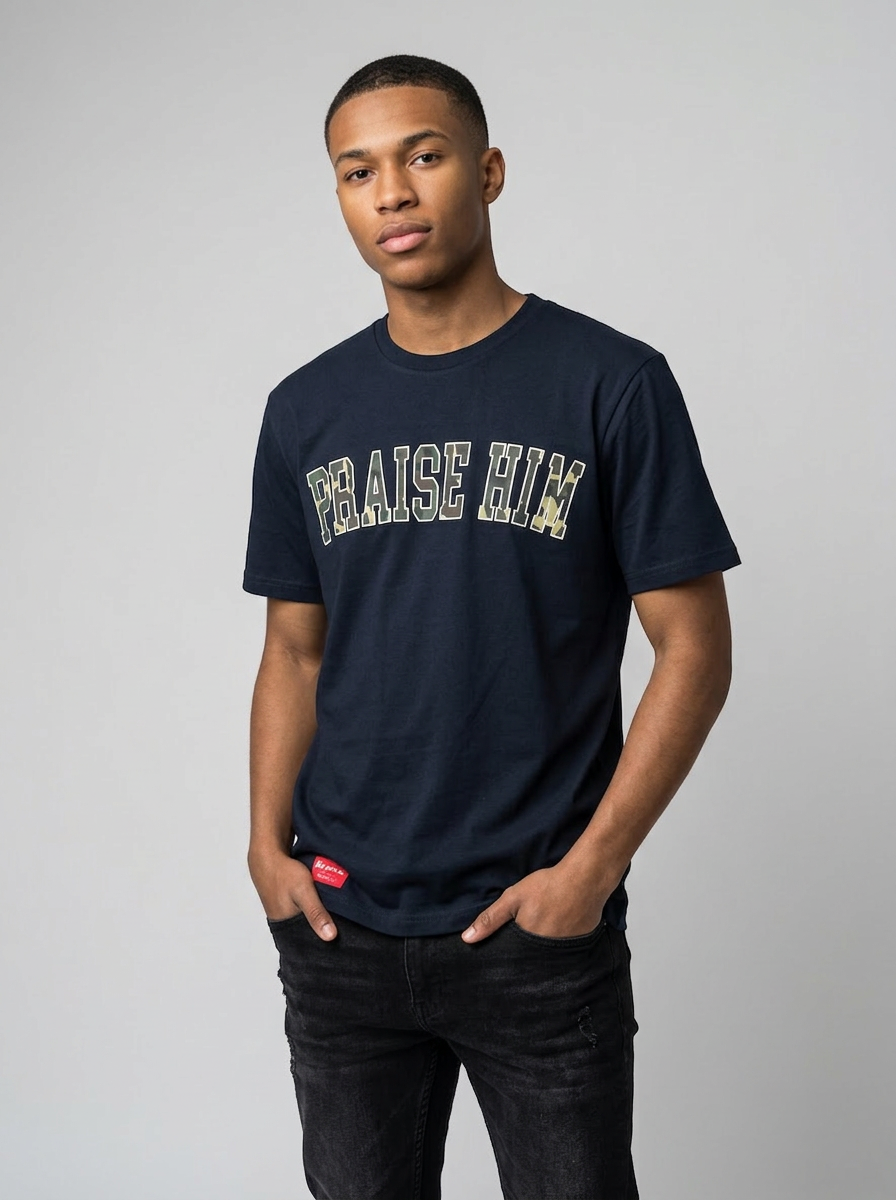 PRAISE HIM TEE(black/camo)