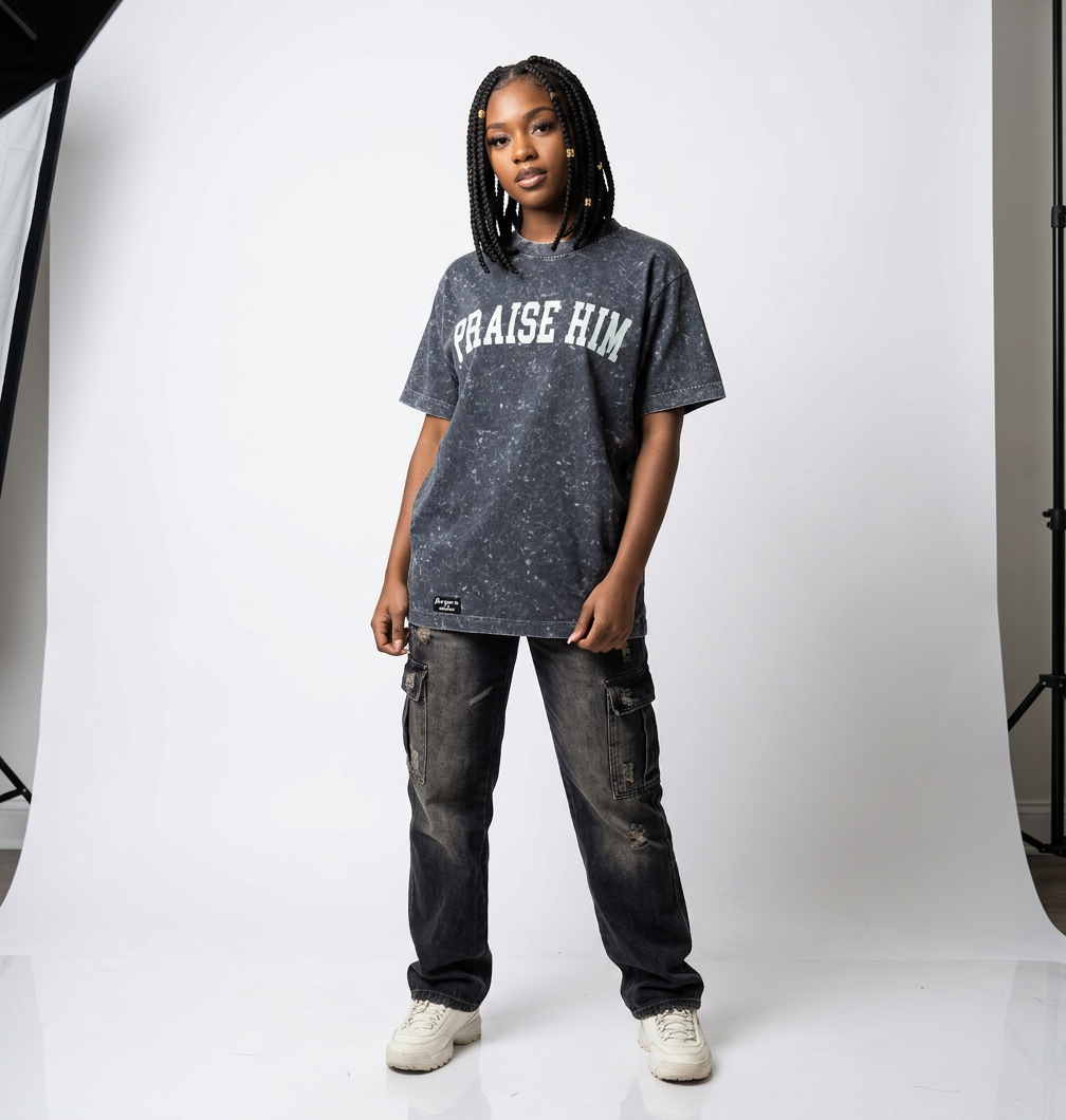 PRAISE HIM TEE(mineral wash)