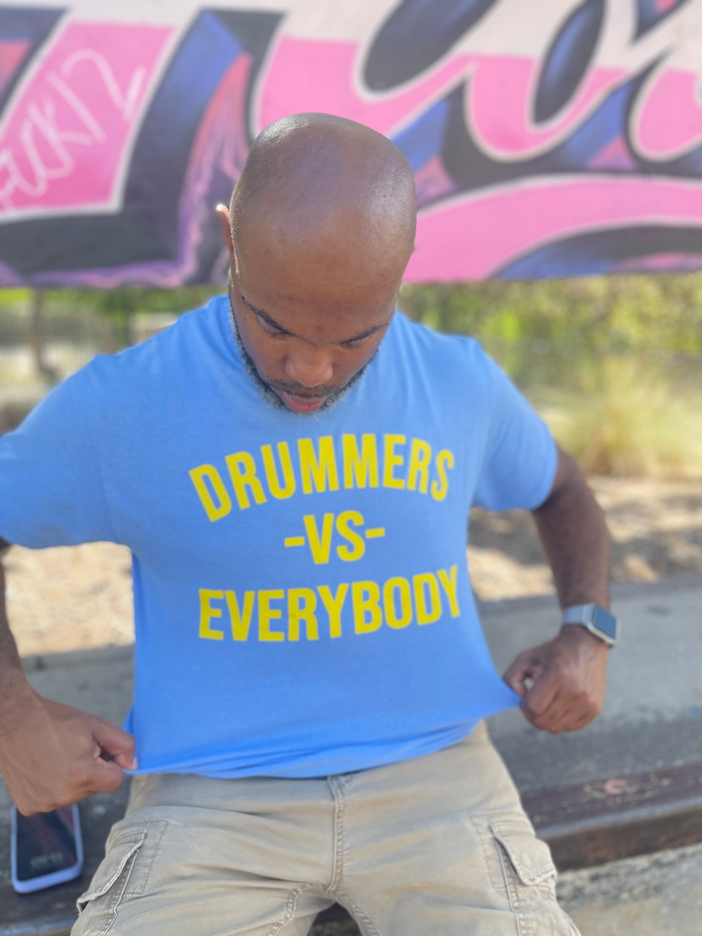 DRUMMERS VS EVERYBODY HOODIE(Carolina Blue/Yellow) + FREE TEE