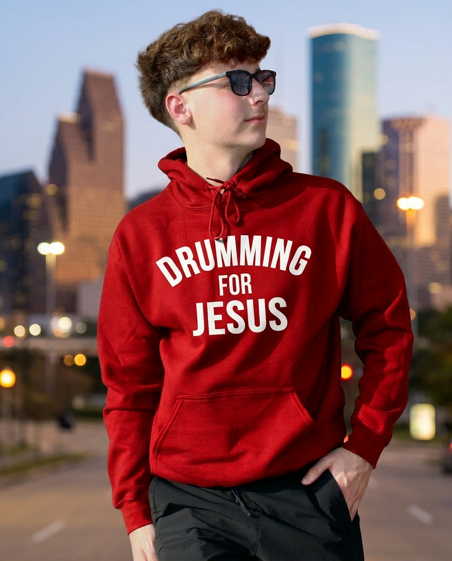 DRUMMING FOR JESUS HOODIE (red)
